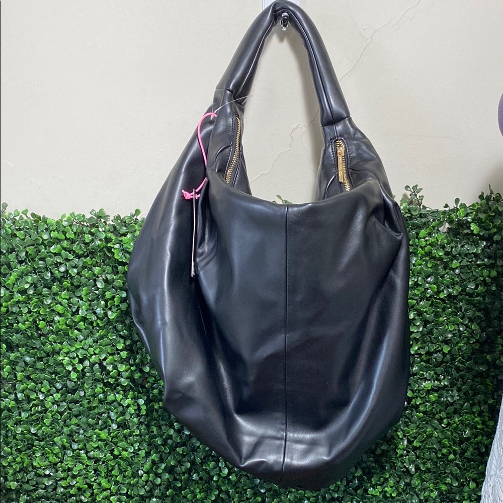 Elegant Black Faux Leather Hobo